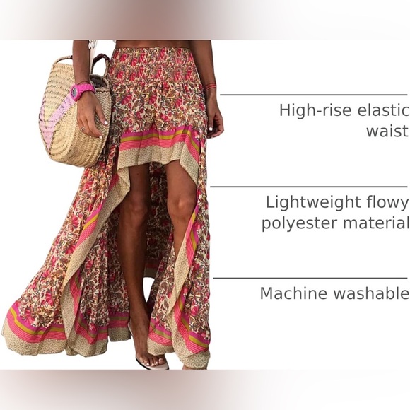 NWT BTFBM Floral High-Low Skirt with Ruffled hem Sz XL - Picture 2 of 11